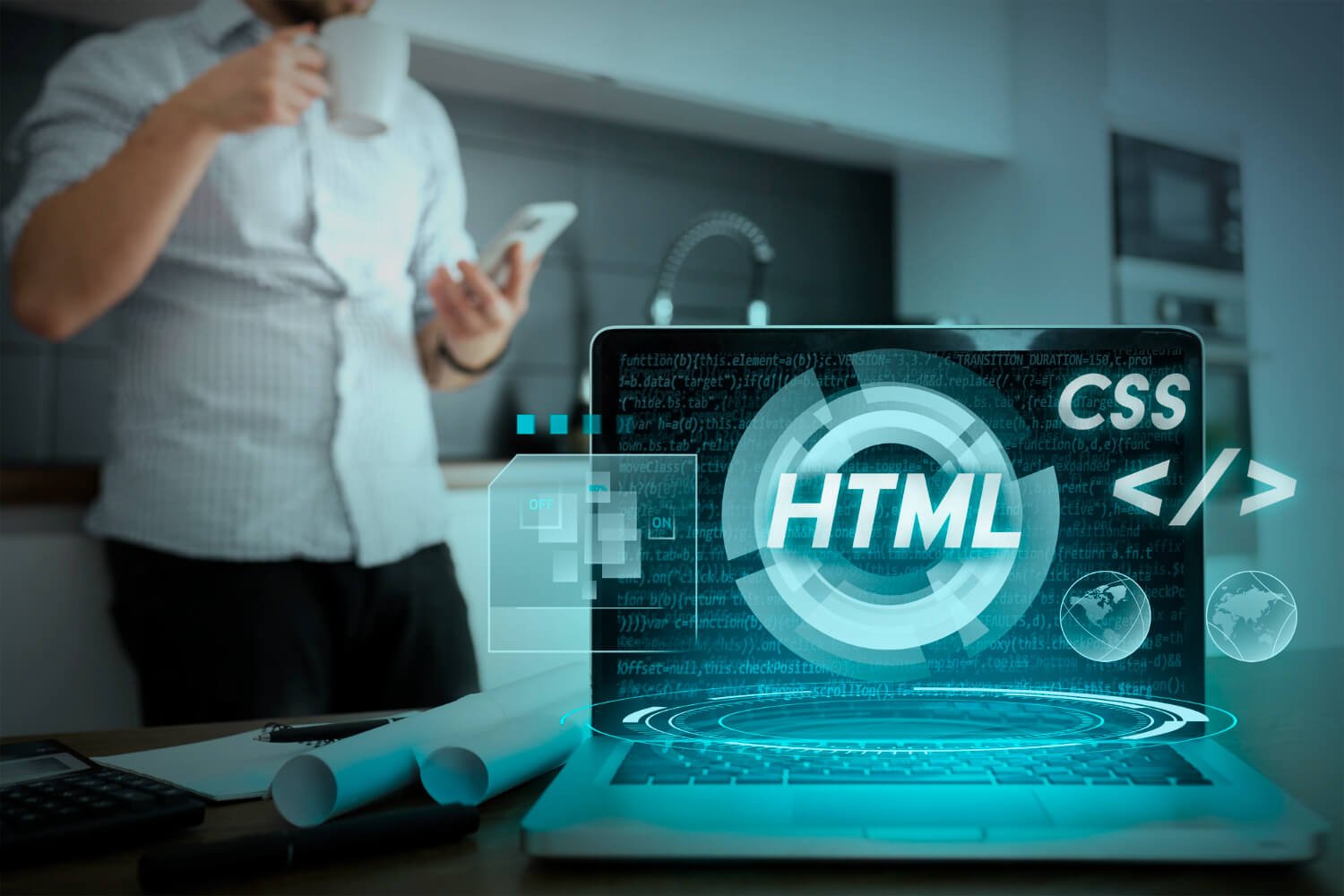 html-css-coding-technology-concept-with-laptop